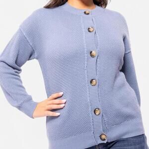 Heyson The Sweetest Layer Cardigan Women’s L Blue Waffle Knit